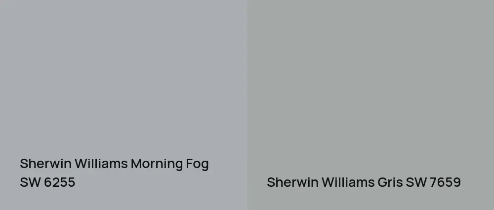Sherwin Williams Morning Fog SW 6255 vs Sherwin Williams Gris SW 7659