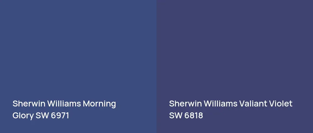 Sherwin Williams Morning Glory SW 6971 vs Sherwin Williams Valiant Violet SW 6818
