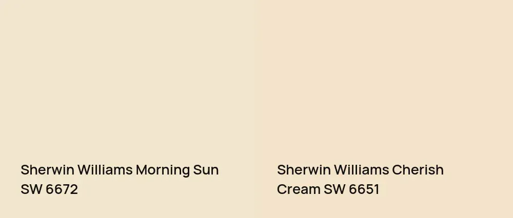 Sherwin Williams Morning Sun SW 6672 vs Sherwin Williams Cherish Cream SW 6651