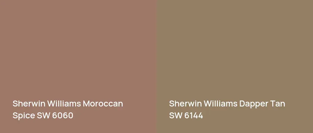 Sherwin Williams Moroccan Spice SW 6060 vs Sherwin Williams Dapper Tan SW 6144