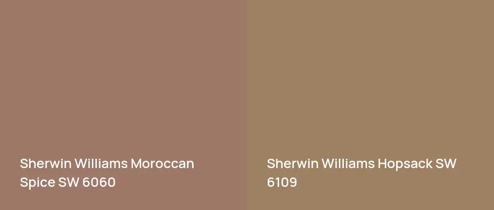 Sherwin Williams Moroccan Spice SW 6060 vs Sherwin Williams Hopsack SW 6109