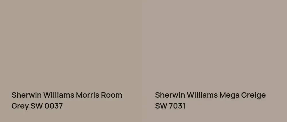 Sherwin Williams Morris Room Grey SW 0037 vs Sherwin Williams Mega Greige SW 7031