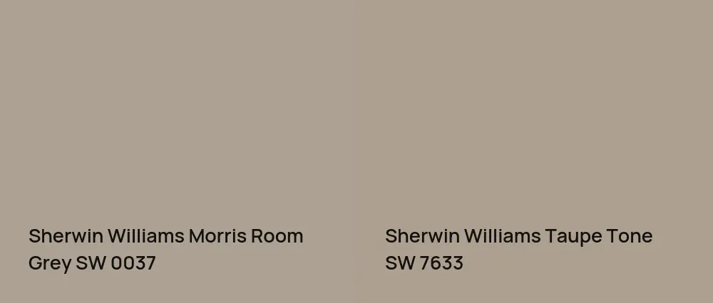 Sherwin Williams Morris Room Grey SW 0037 vs Sherwin Williams Taupe Tone SW 7633
