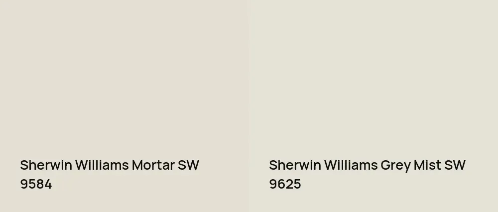 Sherwin Williams Mortar SW 9584 vs Sherwin Williams Grey Mist SW 9625