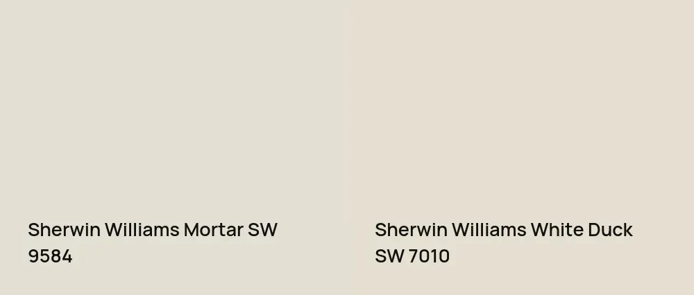 Sherwin Williams Mortar SW 9584 vs Sherwin Williams White Duck SW 7010