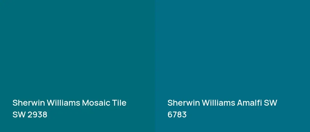 Sherwin Williams Mosaic Tile SW 2938 vs Sherwin Williams Amalfi SW 6783
