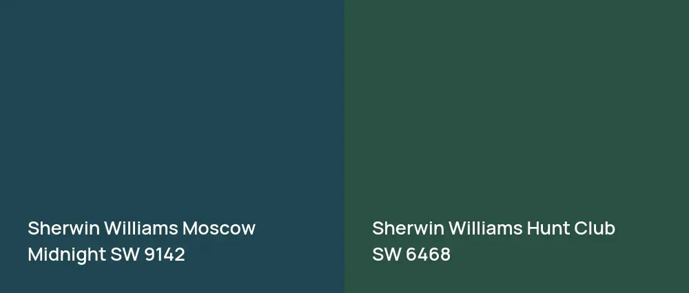 Sherwin Williams Moscow Midnight SW 9142 vs Sherwin Williams Hunt Club SW 6468