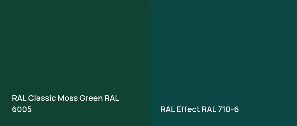 RAL Classic Moss Green RAL 6005 vs RAL Effect  RAL 710-6
