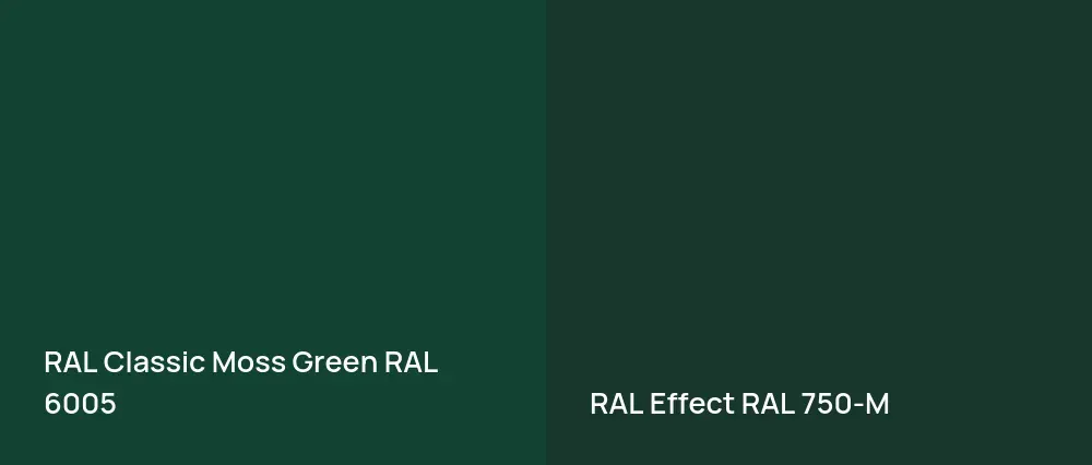 RAL Classic Moss Green RAL 6005 vs RAL Effect  RAL 750-M