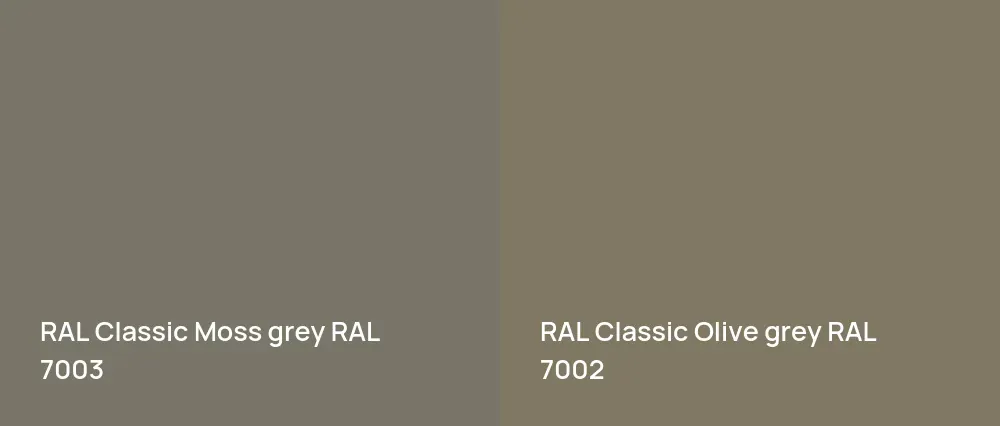RAL Classic  Moss grey RAL 7003 vs RAL Classic  Olive grey RAL 7002