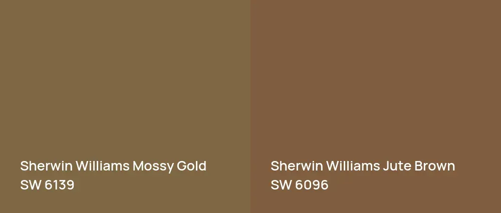 Sherwin Williams Mossy Gold SW 6139 vs Sherwin Williams Jute Brown SW 6096