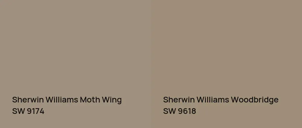 Sherwin Williams Moth Wing SW 9174 vs Sherwin Williams Woodbridge SW 9618