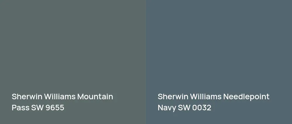Sherwin Williams Mountain Pass SW 9655 vs Sherwin Williams Needlepoint Navy SW 0032