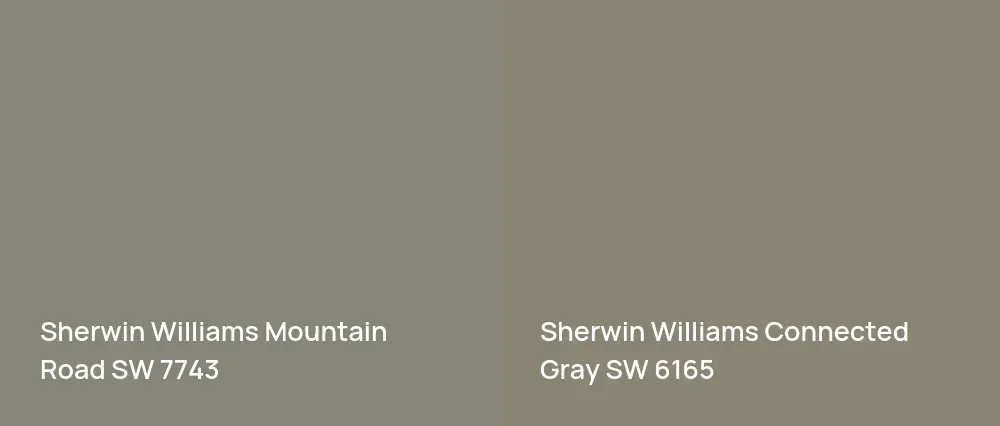 Sherwin Williams Mountain Road SW 7743 vs Sherwin Williams Connected Gray SW 6165