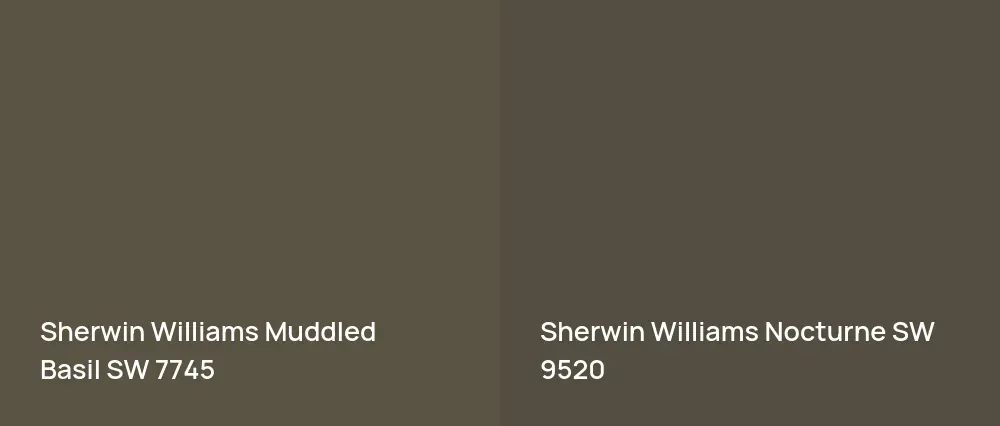 Sherwin Williams Muddled Basil SW 7745 vs Sherwin Williams Nocturne SW 9520