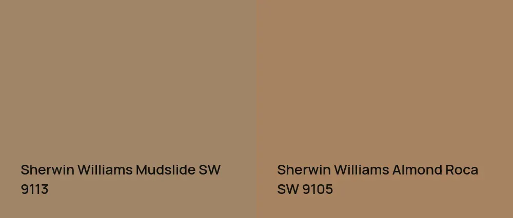 Sherwin Williams Mudslide SW 9113 vs Sherwin Williams Almond Roca SW 9105