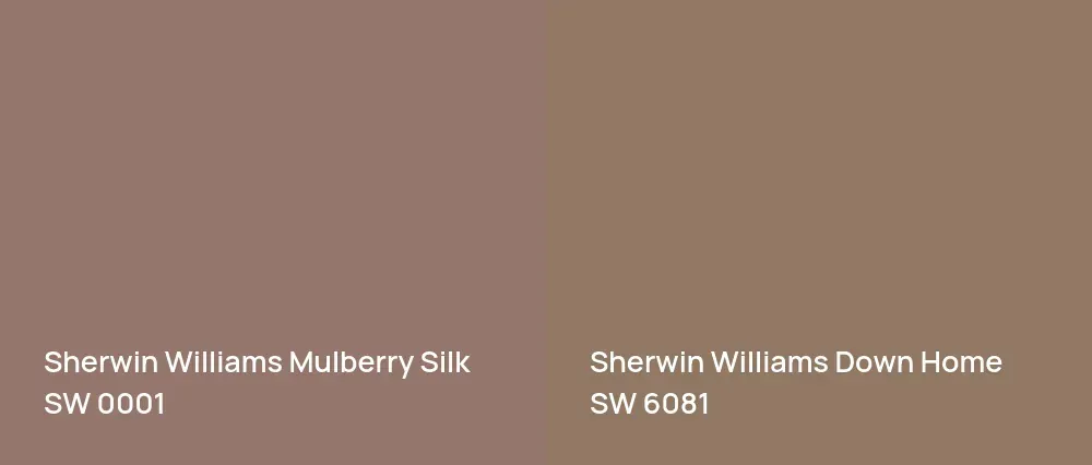 Sherwin Williams Mulberry Silk SW 0001 vs Sherwin Williams Down Home SW 6081