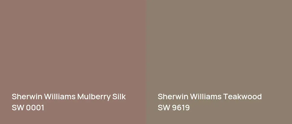 Sherwin Williams Mulberry Silk SW 0001 vs Sherwin Williams Teakwood SW 9619