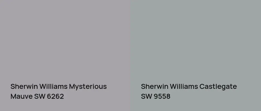 Sherwin Williams Mysterious Mauve SW 6262 vs Sherwin Williams Castlegate SW 9558