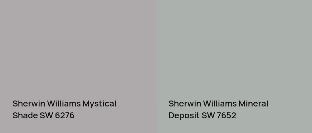 Sherwin Williams Mystical Shade SW 6276 vs Sherwin Williams Mineral Deposit SW 7652