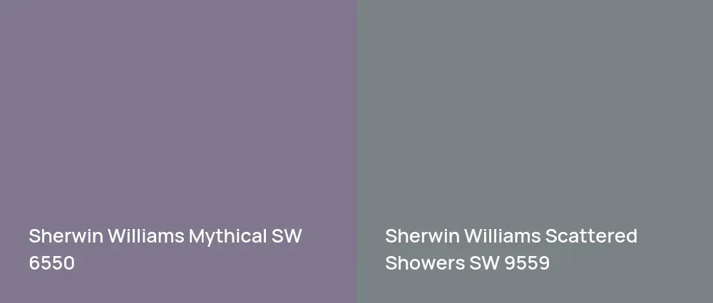Sherwin Williams Mythical SW 6550 vs Sherwin Williams Scattered Showers SW 9559