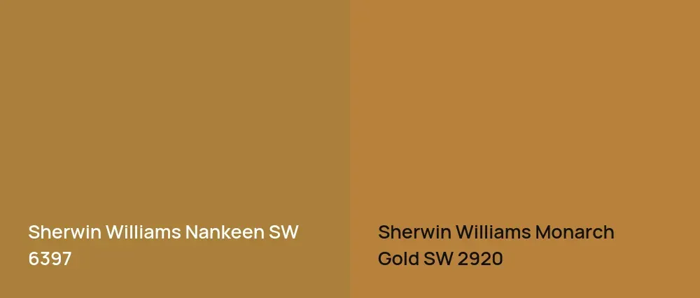 Sherwin Williams Nankeen SW 6397 vs Sherwin Williams Monarch Gold SW 2920