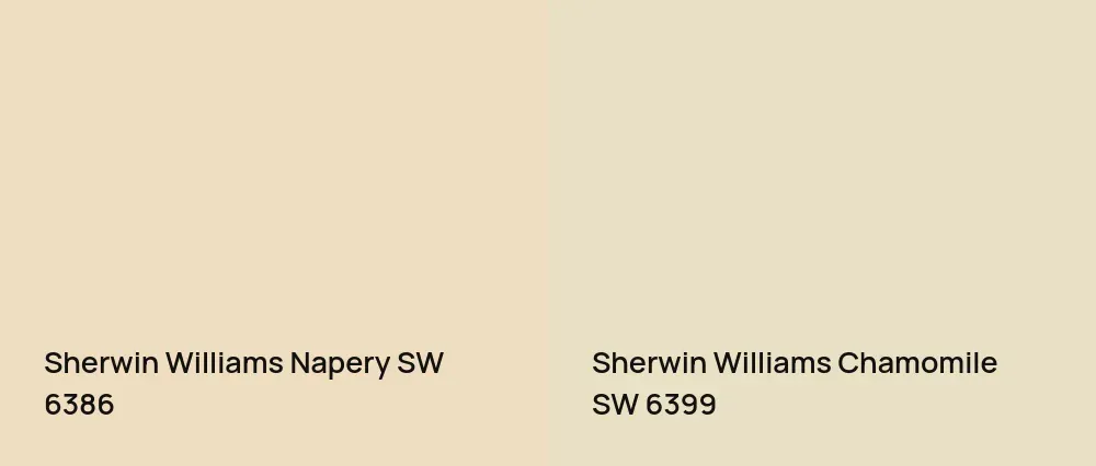 Sherwin Williams Napery SW 6386 vs Sherwin Williams Chamomile SW 6399