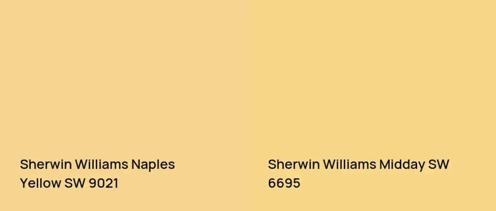 Sherwin Williams Naples Yellow SW 9021 vs Sherwin Williams Midday SW 6695