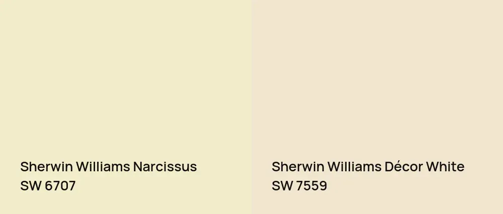 Sherwin Williams Narcissus SW 6707 vs Sherwin Williams Décor White SW 7559