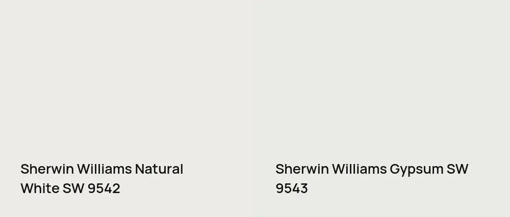 Sherwin Williams Natural White SW 9542 vs Sherwin Williams Gypsum SW 9543