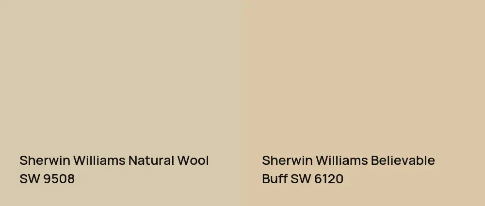 Sherwin Williams Natural Wool SW 9508 vs Sherwin Williams Believable Buff SW 6120