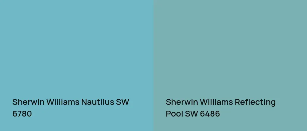 Sherwin Williams Nautilus SW 6780 vs Sherwin Williams Reflecting Pool SW 6486