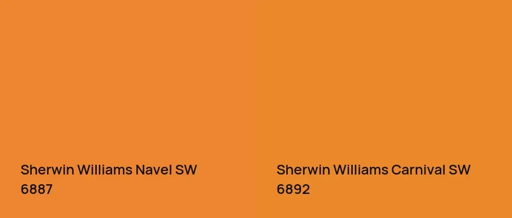 Sherwin Williams Navel SW 6887 vs Sherwin Williams Carnival SW 6892