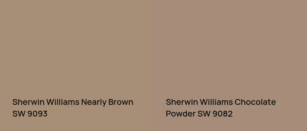 Sherwin Williams Nearly Brown SW 9093 vs Sherwin Williams Chocolate Powder SW 9082