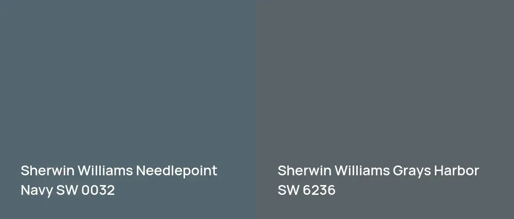 Sherwin Williams Needlepoint Navy SW 0032 vs Sherwin Williams Grays Harbor SW 6236