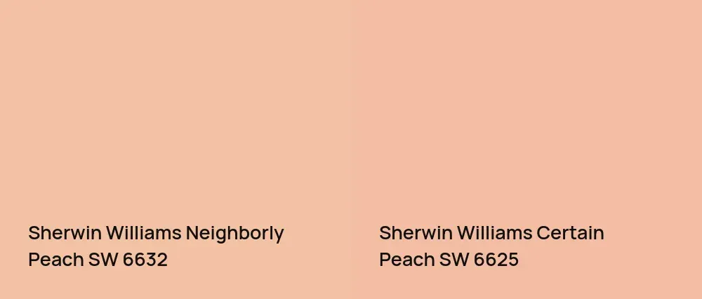 Sherwin Williams Neighborly Peach SW 6632 vs Sherwin Williams Certain Peach SW 6625