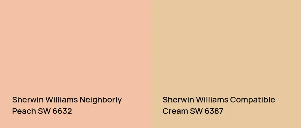 Sherwin Williams Neighborly Peach SW 6632 vs Sherwin Williams Compatible Cream SW 6387