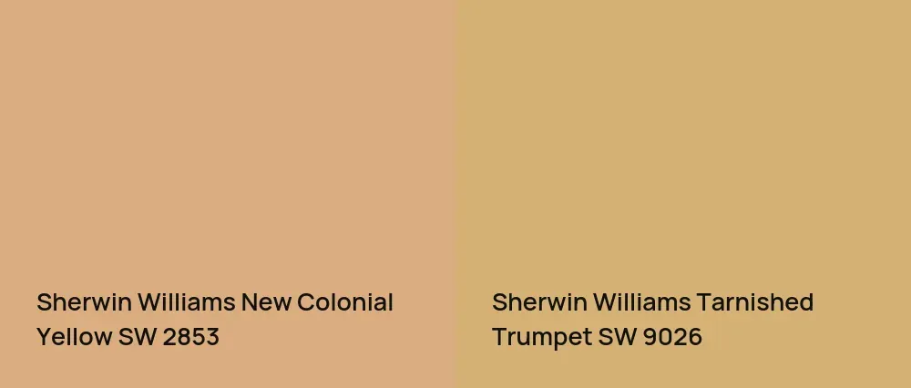 Sherwin Williams New Colonial Yellow SW 2853 vs Sherwin Williams Tarnished Trumpet SW 9026