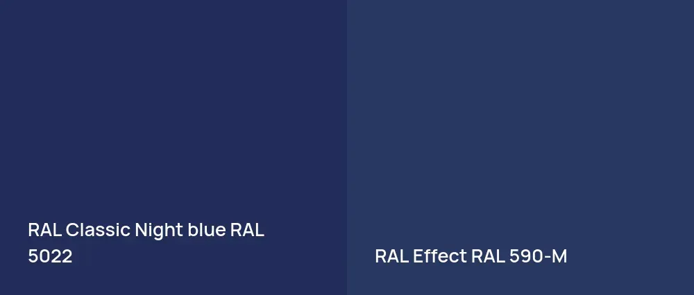 RAL Classic  Night blue RAL 5022 vs RAL Effect  RAL 590-M