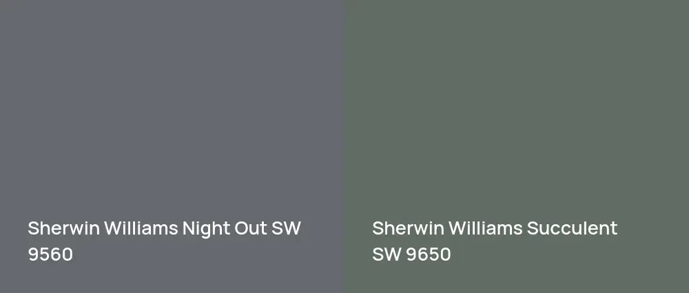 Sherwin Williams Night Out SW 9560 vs Sherwin Williams Succulent SW 9650