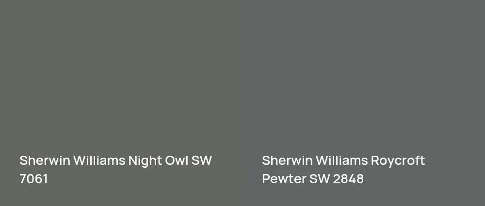 Sherwin Williams Night Owl SW 7061 vs Sherwin Williams Roycroft Pewter SW 2848
