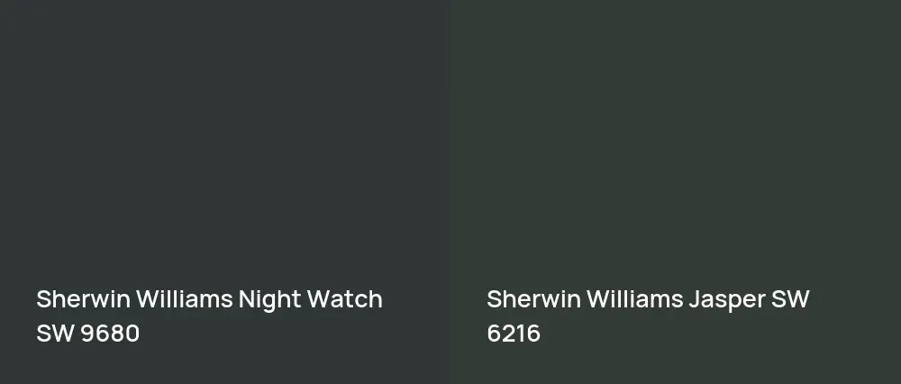Sherwin Williams Night Watch SW 9680 vs Sherwin Williams Jasper SW 6216