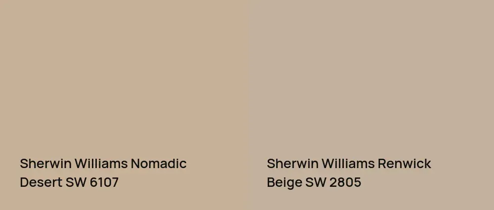 Sherwin Williams Nomadic Desert SW 6107 vs Sherwin Williams Renwick Beige SW 2805
