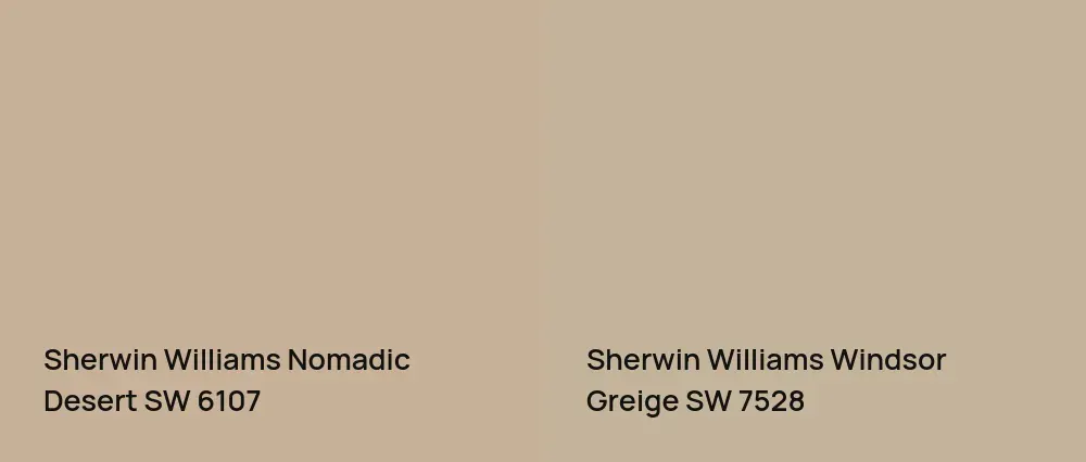Sherwin Williams Nomadic Desert SW 6107 vs Sherwin Williams Windsor Greige SW 7528