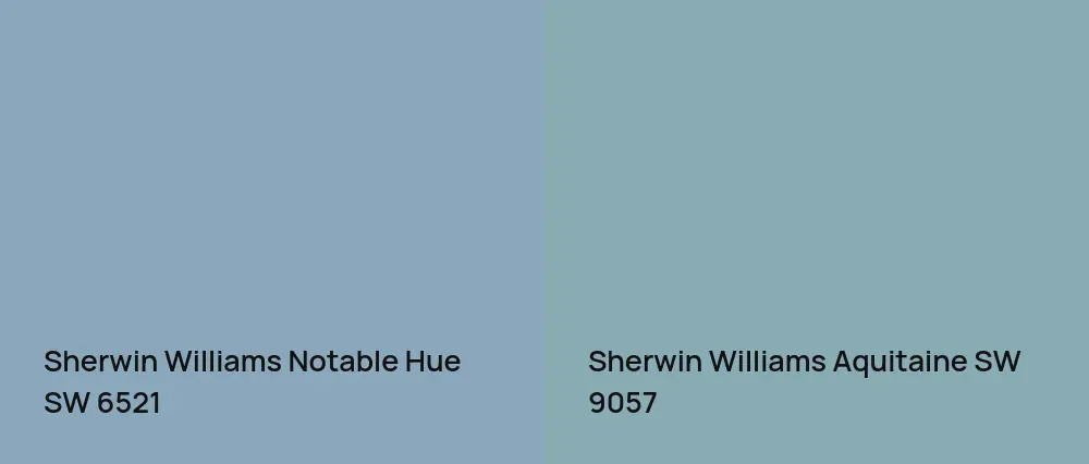 Sherwin Williams Notable Hue SW 6521 vs Sherwin Williams Aquitaine SW 9057