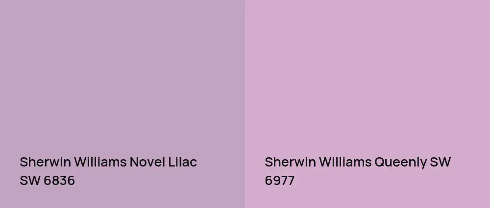 Sherwin Williams Novel Lilac SW 6836 vs Sherwin Williams Queenly SW 6977