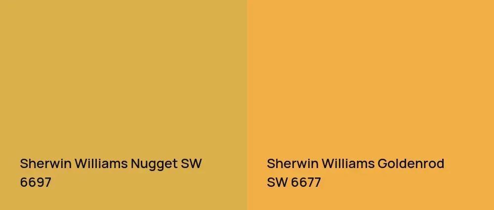 Sherwin Williams Nugget SW 6697 vs Sherwin Williams Goldenrod SW 6677