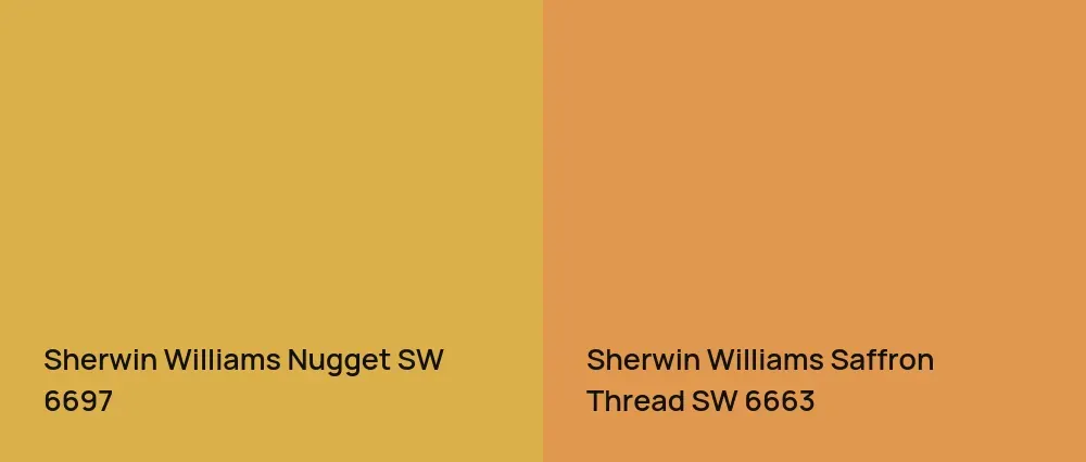 Sherwin Williams Nugget SW 6697 vs Sherwin Williams Saffron Thread SW 6663