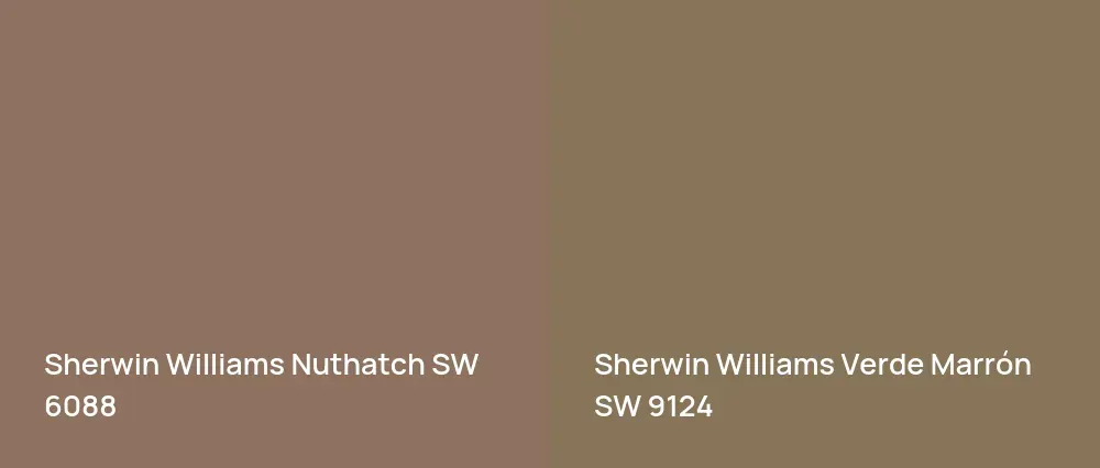 Sherwin Williams Nuthatch SW 6088 vs Sherwin Williams Verde Marrón SW 9124