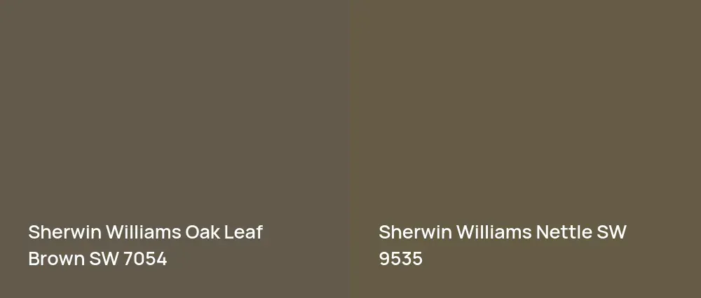 Sherwin Williams Oak Leaf Brown SW 7054 vs Sherwin Williams Nettle SW 9535